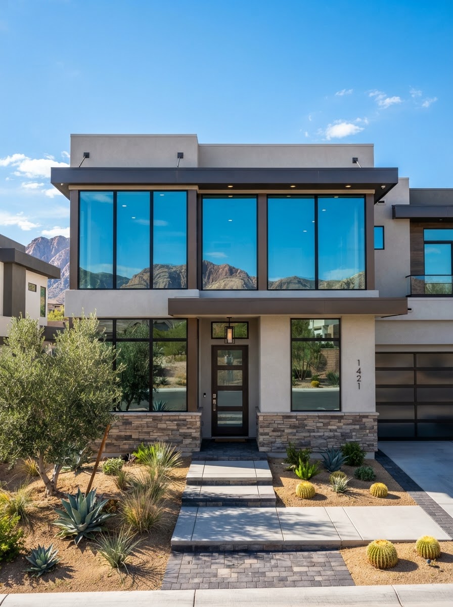 L & T Glass And Mirror residential window installation on a modern home