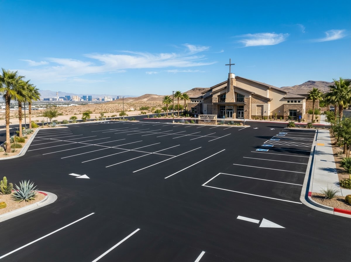 A finished church parking lot in Las Vegas, NV