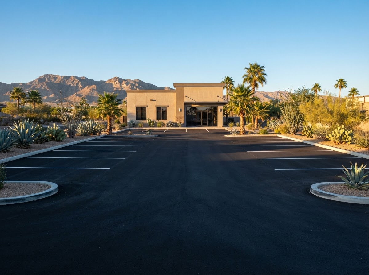 A paved small business parking lot in Las Vegas, NV