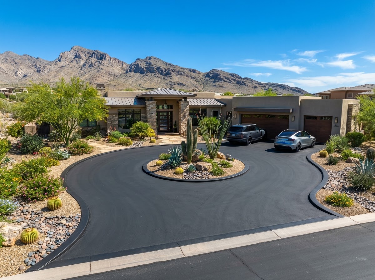 Curved circular driveway in Paradise, NV