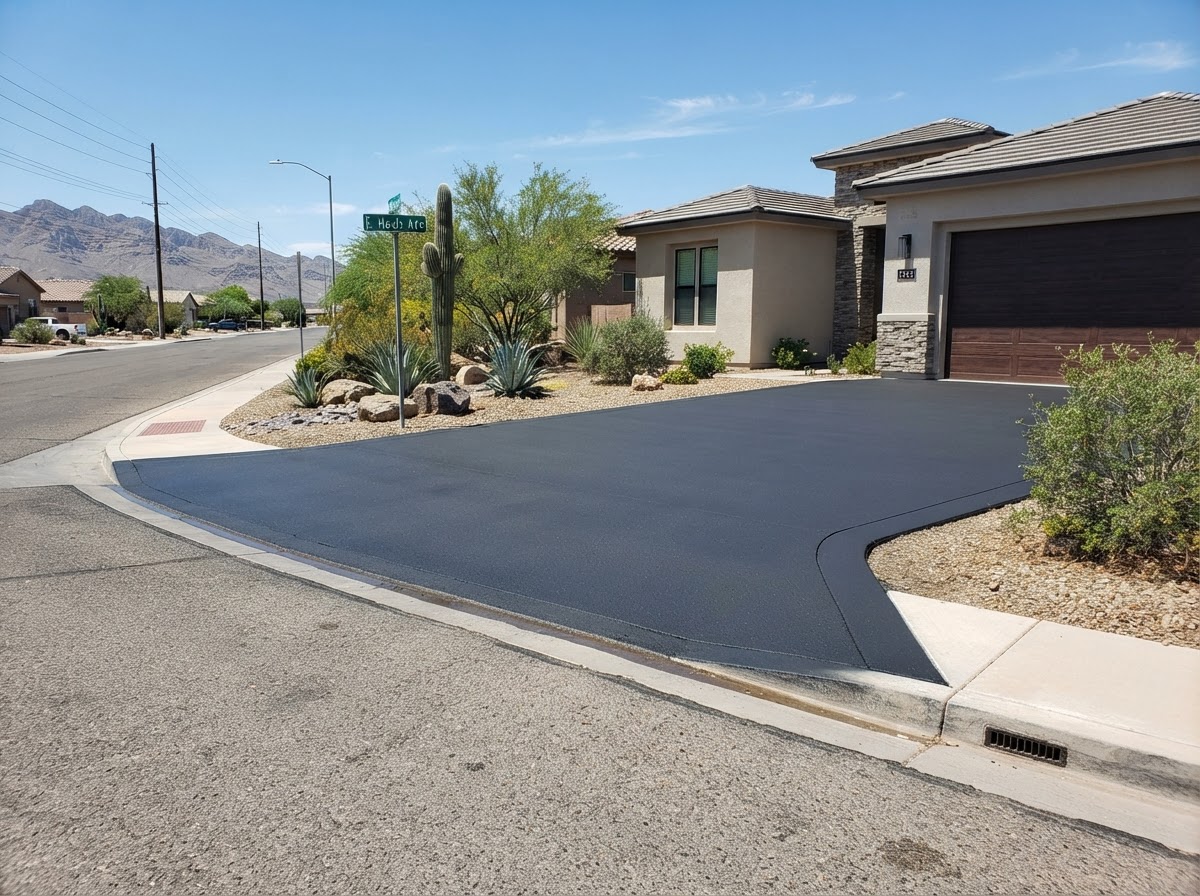 Driveway with a clean street apron in Paradise, NV