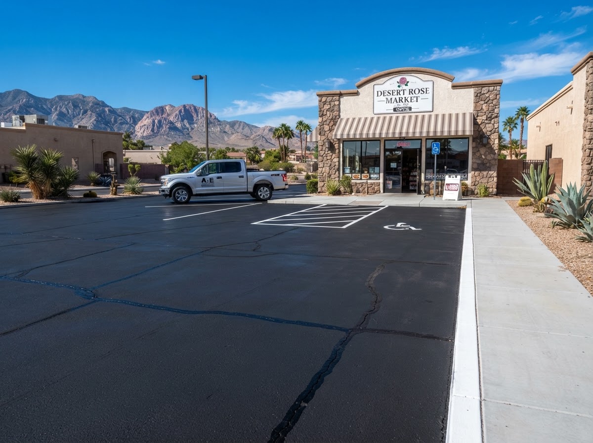 Small business lot sealcoating with crack filling in Paradise, NV