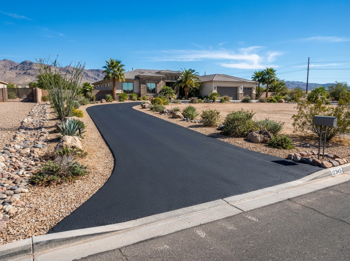 Long driveway on a larger lot in Paradise, NV