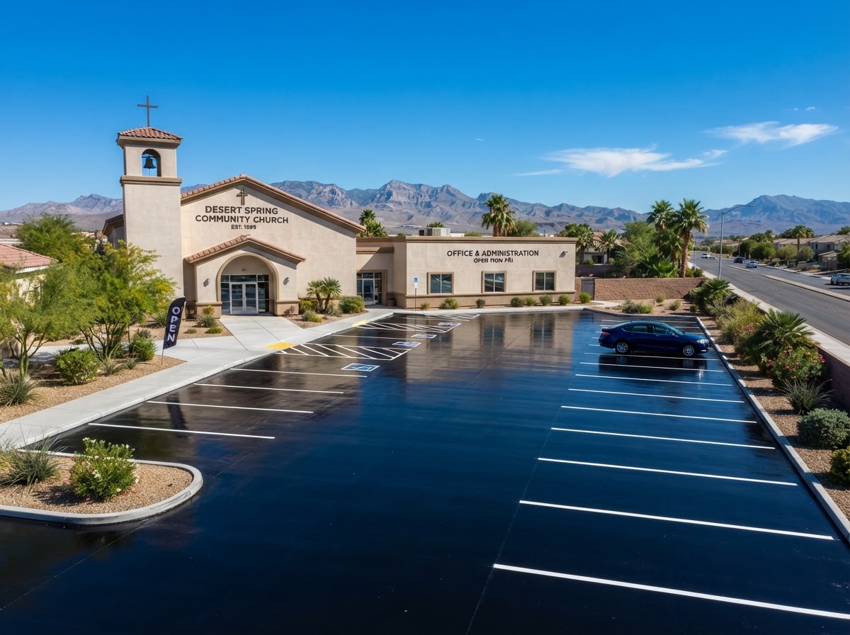 A church and office lot sealcoated in Spring Valley, NV