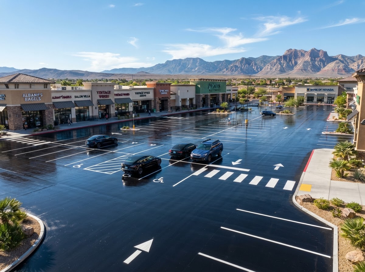 A commercial lot sealcoated with restriping in Spring Valley, NV