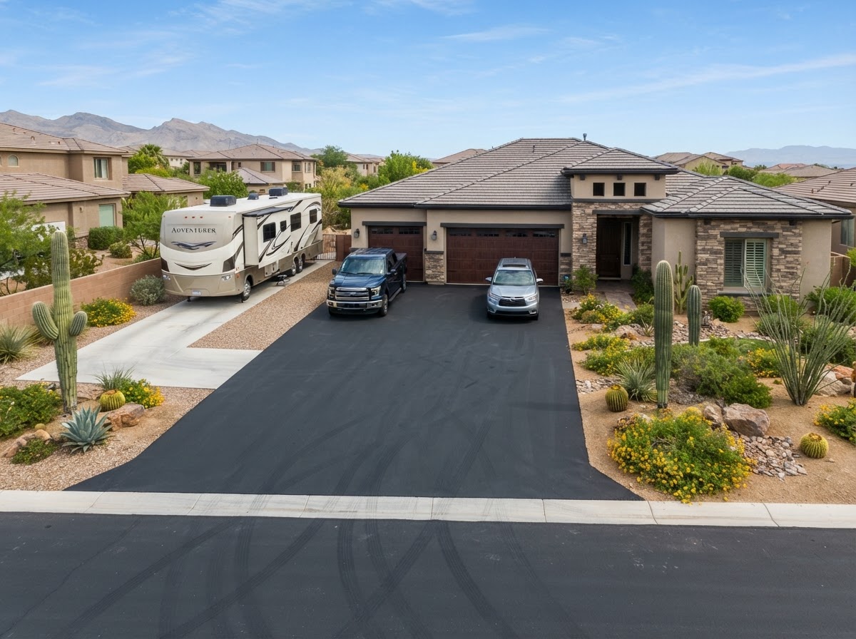 A widened driveway with room for an extra vehicle and RV pad in Spring Valley, NV