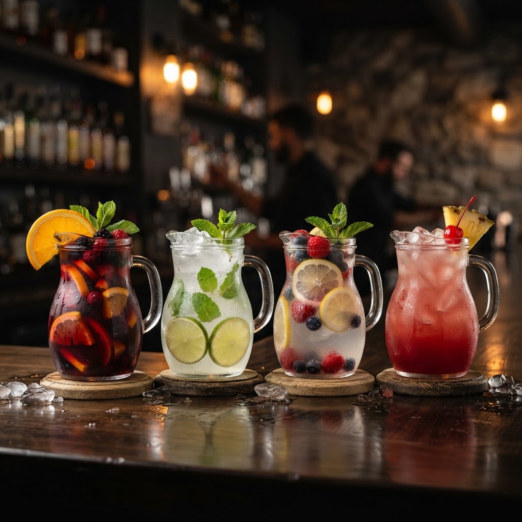 Sangria, Mojito, Vodka Lemonade, Malibu Bay Breeze Personal Pitchers