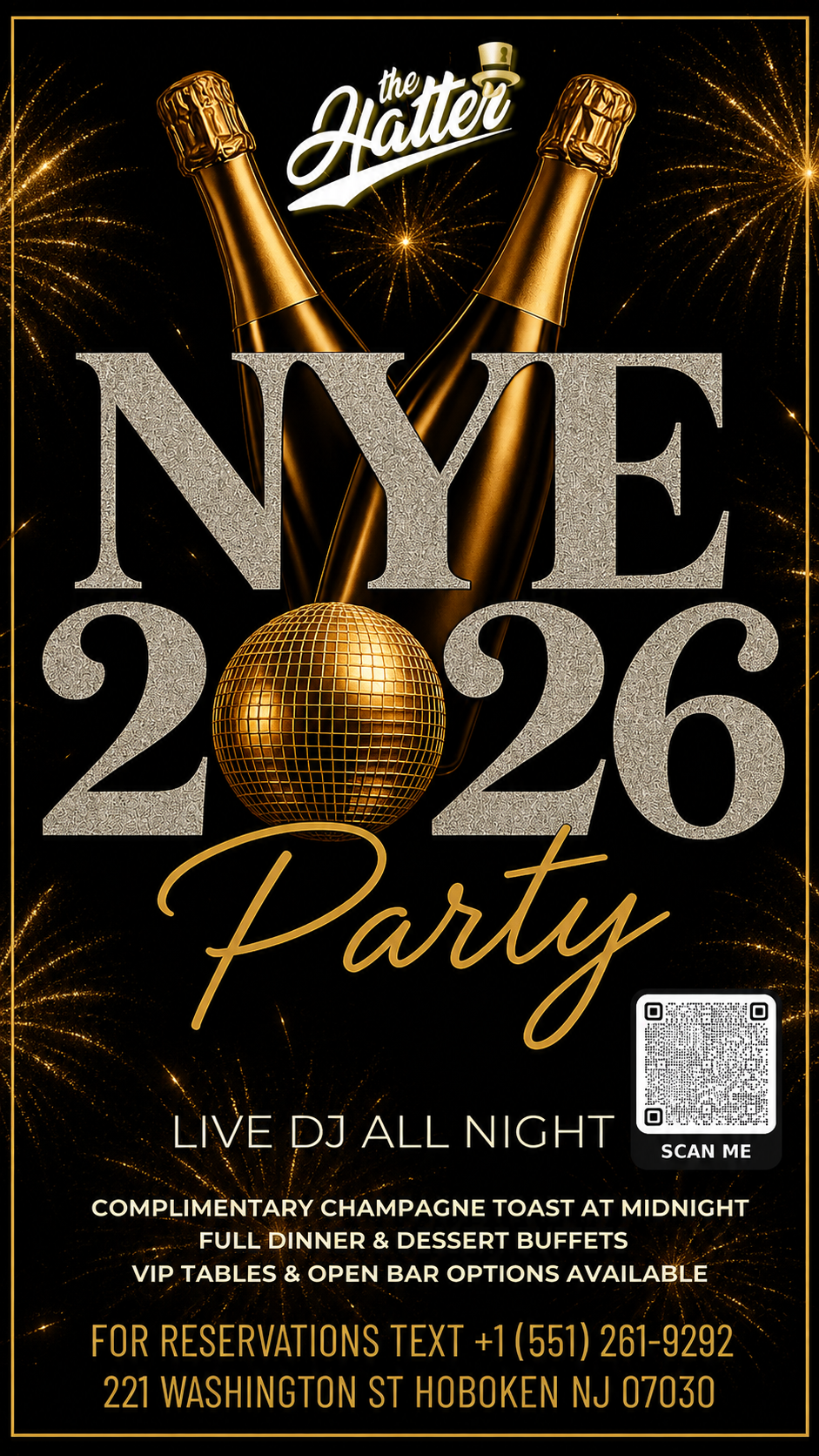 All That Glitter NYE 2026 New Year's Eve Party poster at Madd Hatter Hoboken