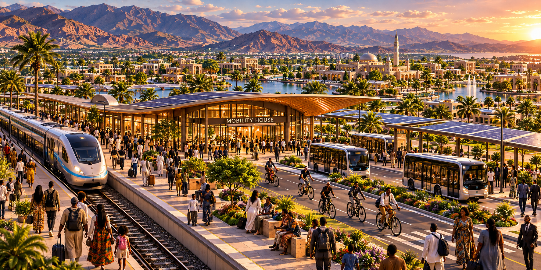 Mobility House, passenger rail, electric transit, and arrival infrastructure in Zion