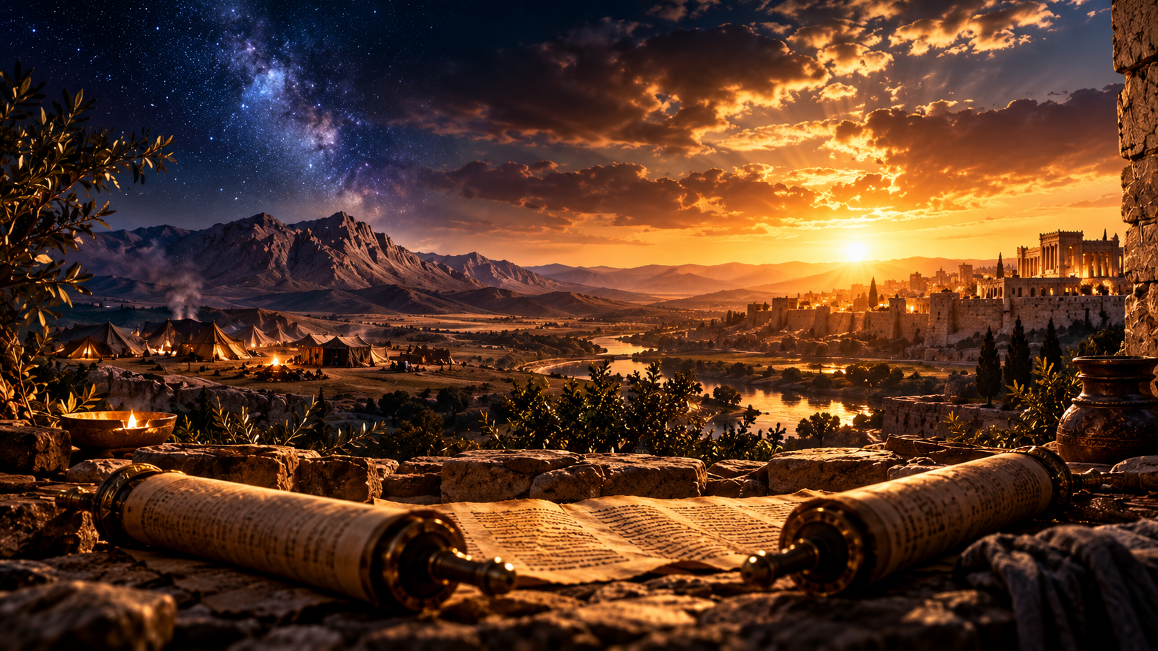 The Scriptures Behind the Call — Ancient biblical background with open scroll