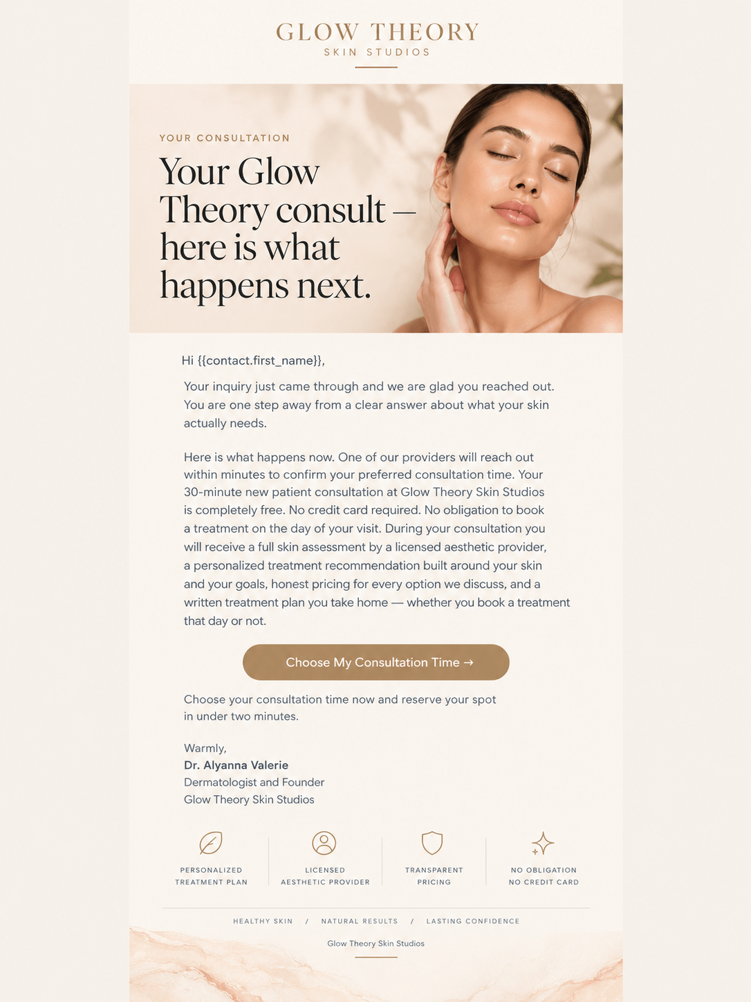 Email 01: Your Glow Theory consult — here is what happens next