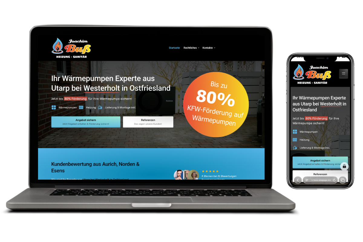 Wärmepumpen & Heizung Lead-Website