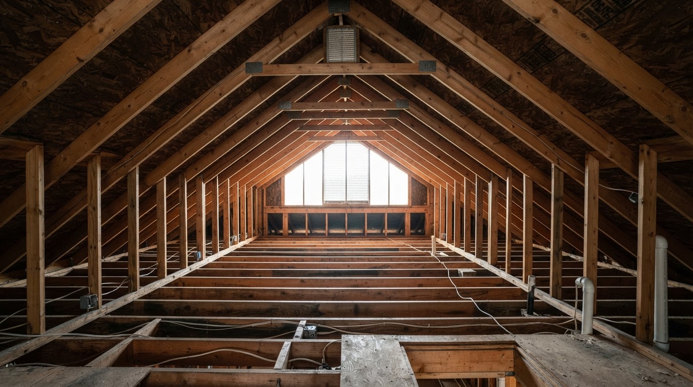 Before and after attic spray foam insulation in Spring Hill, Tennessee
