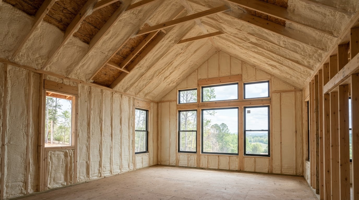 Before and after new construction spray foam insulation near Spring Hill, Tennessee