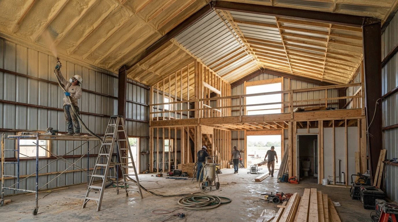 Barndominium spray foam insulation in Murfreesboro Tennessee