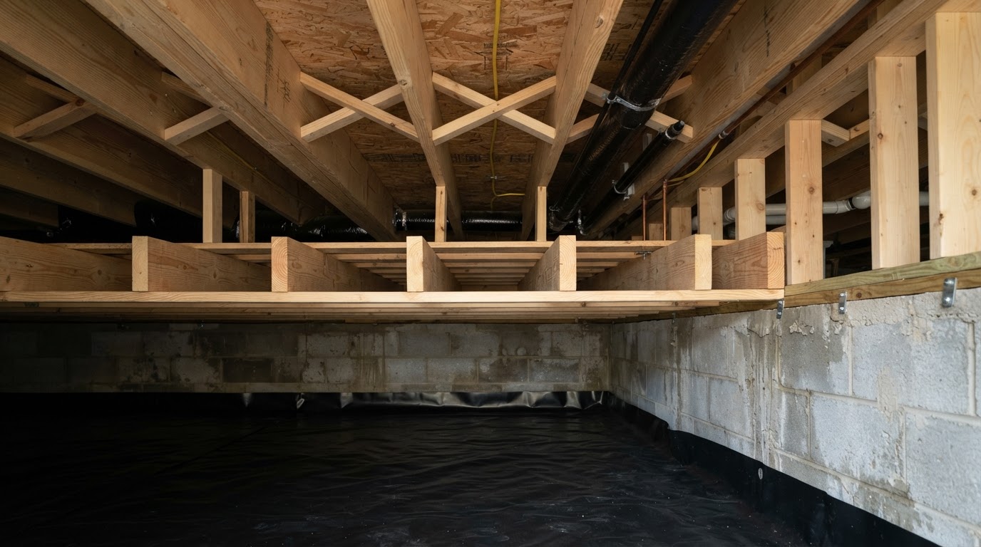 Before and after crawl space spray foam insulation near Spring Hill, Tennessee