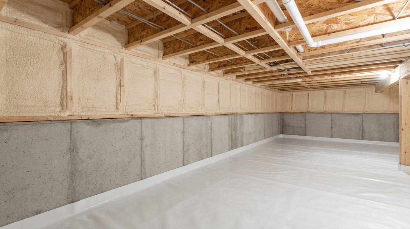 Before and after crawl space spray foam insulation near Spring Hill, Tennessee