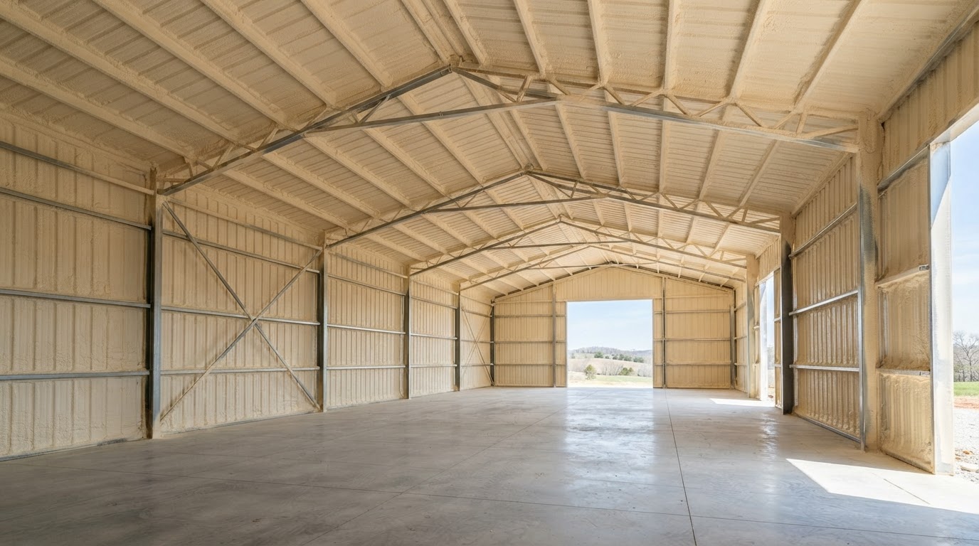 Metal building insulation project near Murfreesboro Tennessee