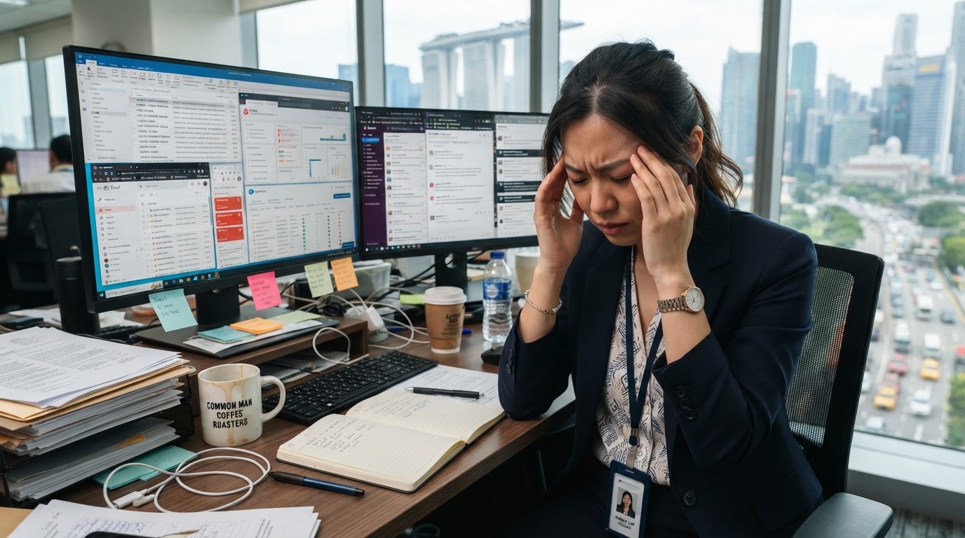 Overwhelmed business owner struggling with missed leads and chaotic communication