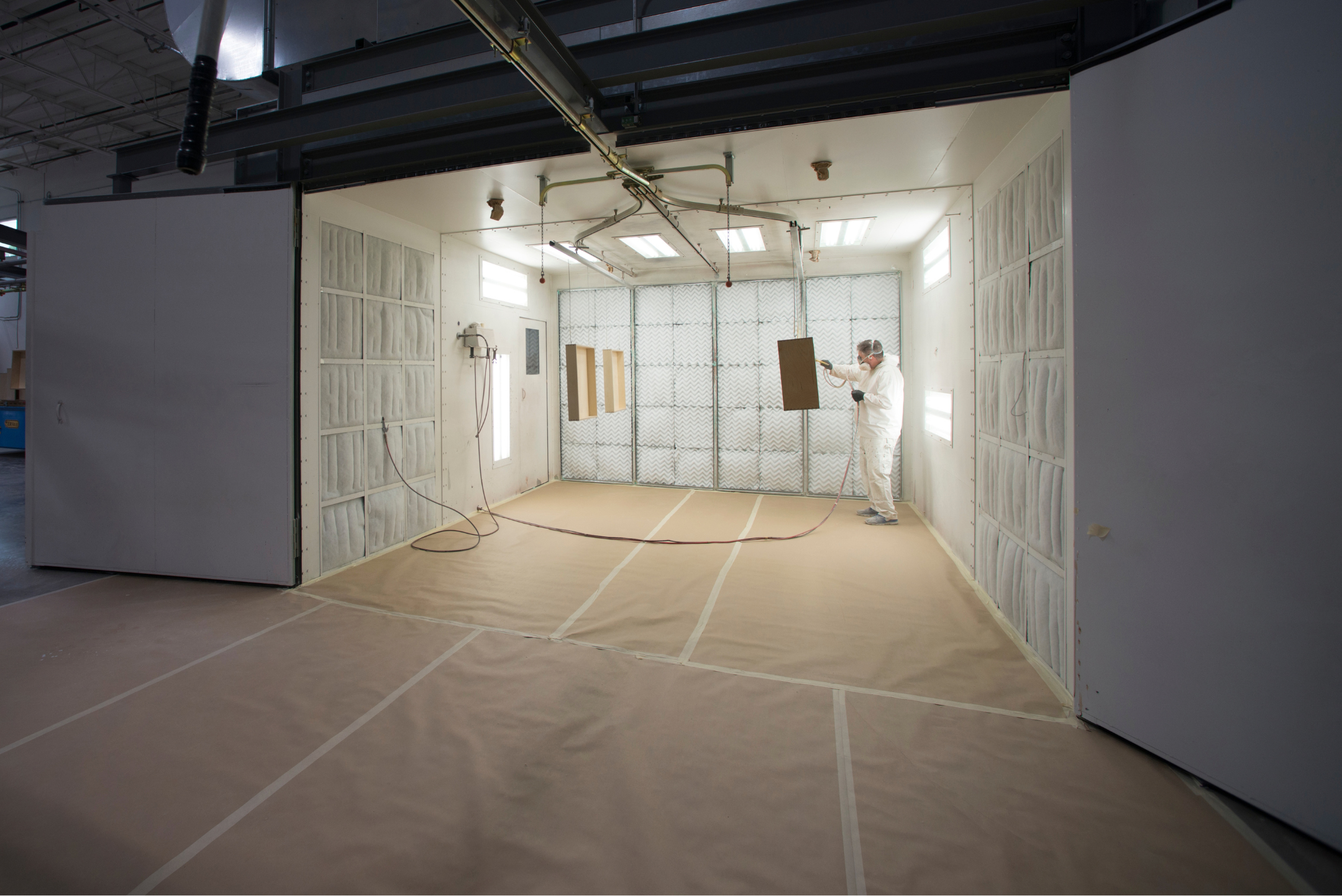 Industrial spray booth facility in operation