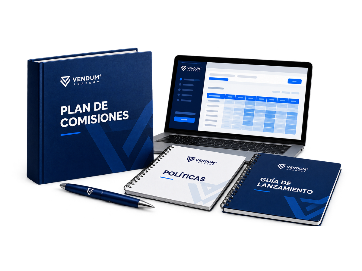 Mockup del plan de comisiones, simulador, políticas y guía de lanzamiento
