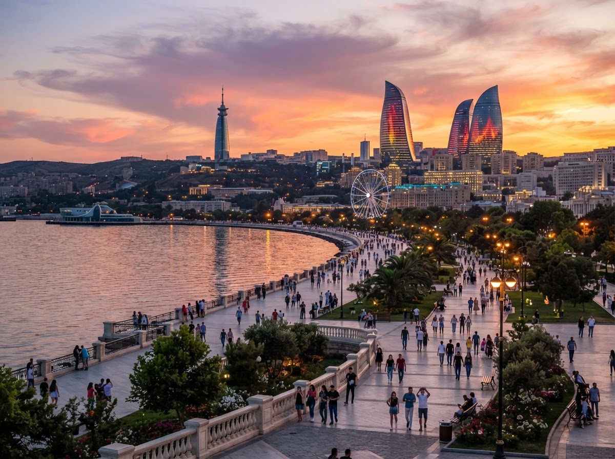 Baku Boulevard Seaside Self-Guided Audio Walk — Baku, Azerbaijan