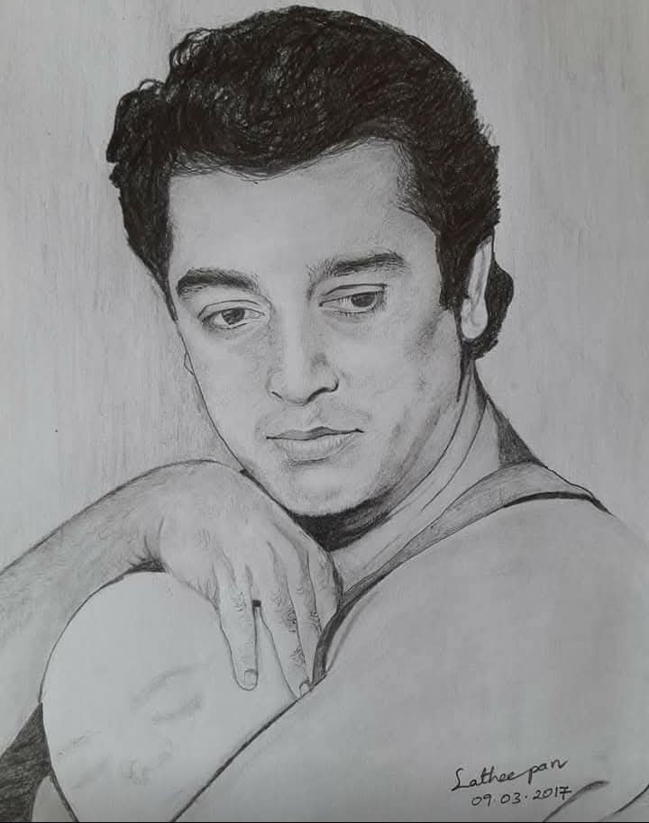 Seated young man drawing signed Latheepan 09.03.2017