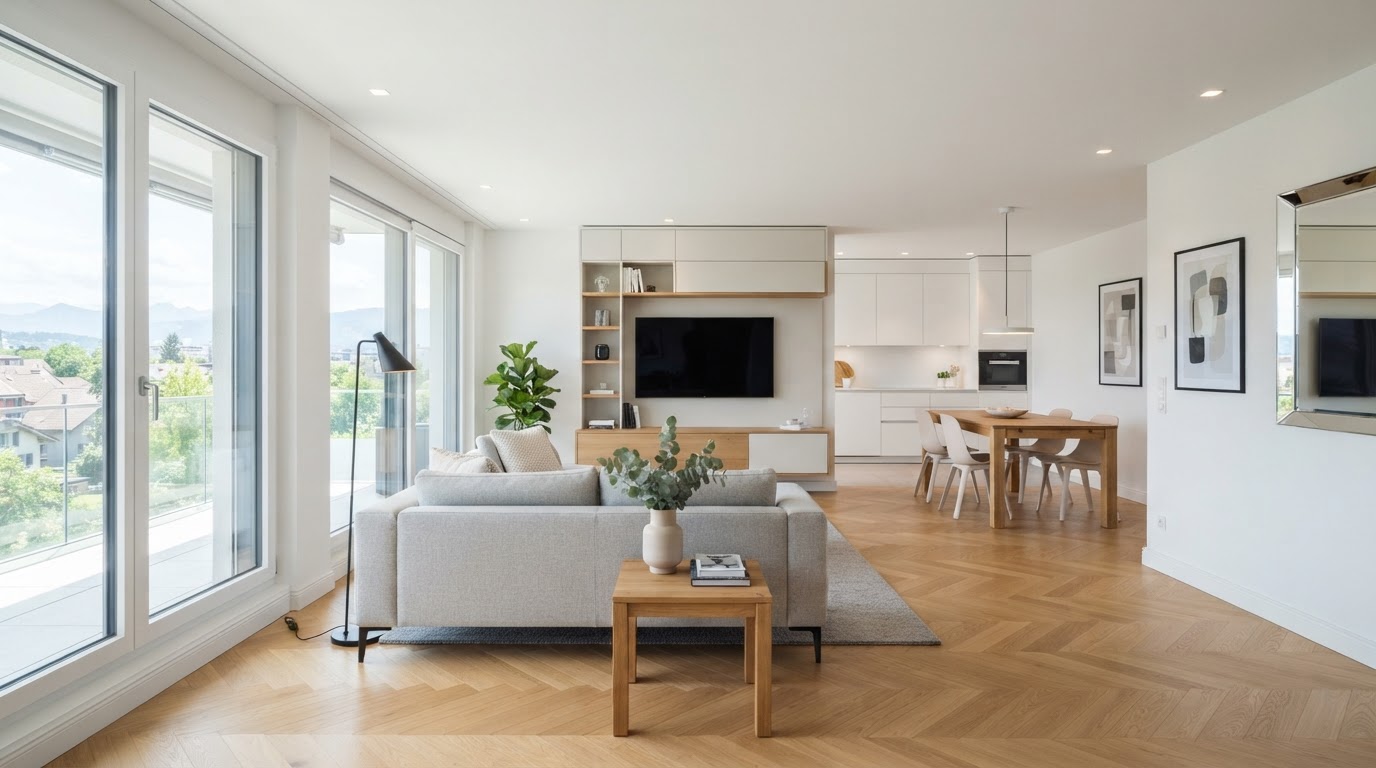 Appartement rénové avec murs et plafonds fraîchement peints par AGM à Lausanne