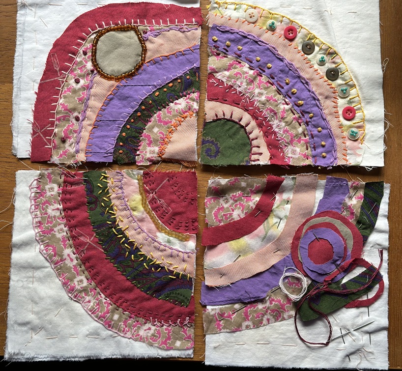 Hand-Stitched 4 Patch Sampler