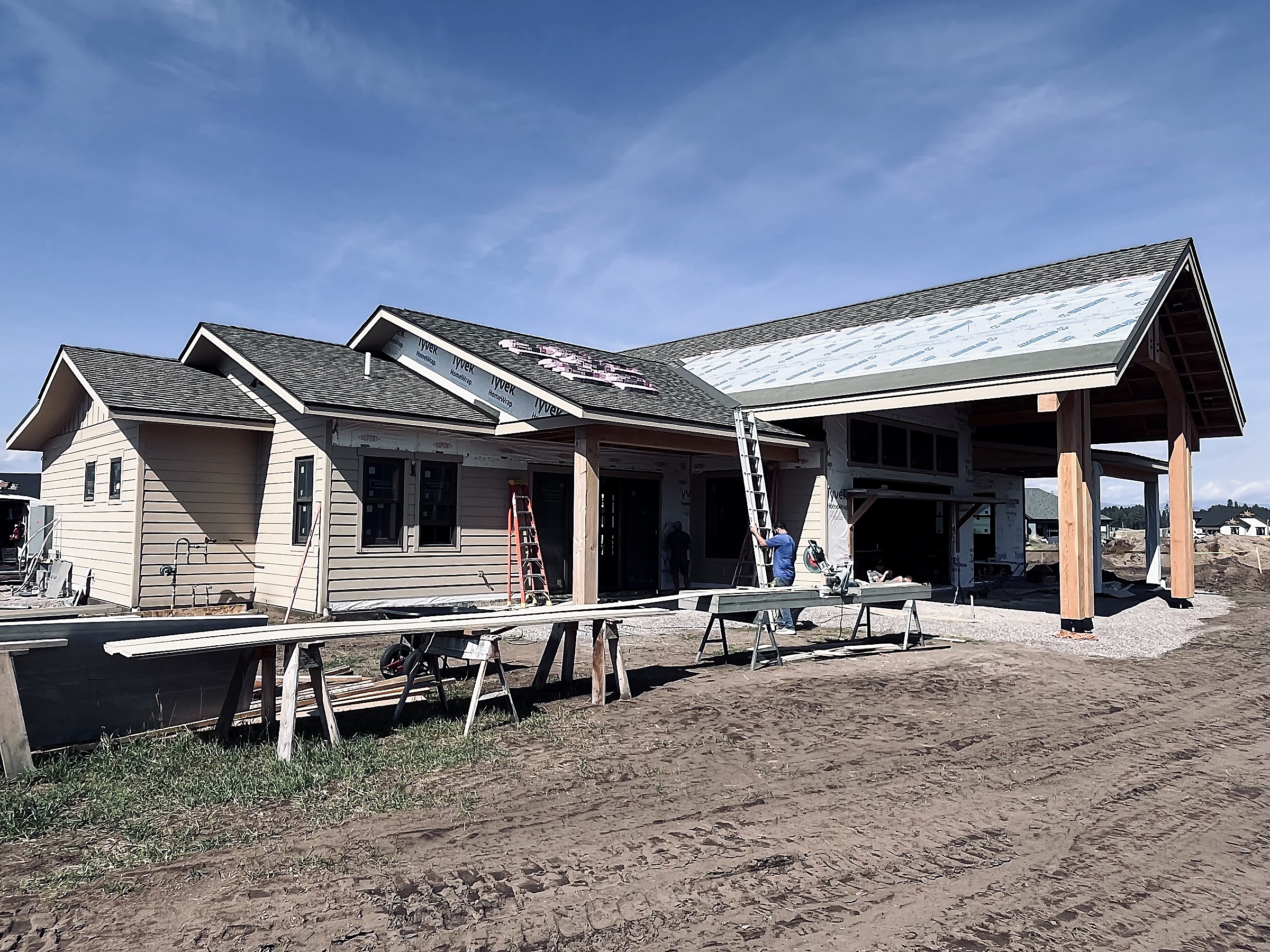 Flathead Valley Roofing crew working on a home in the Flathead Valley, Montana