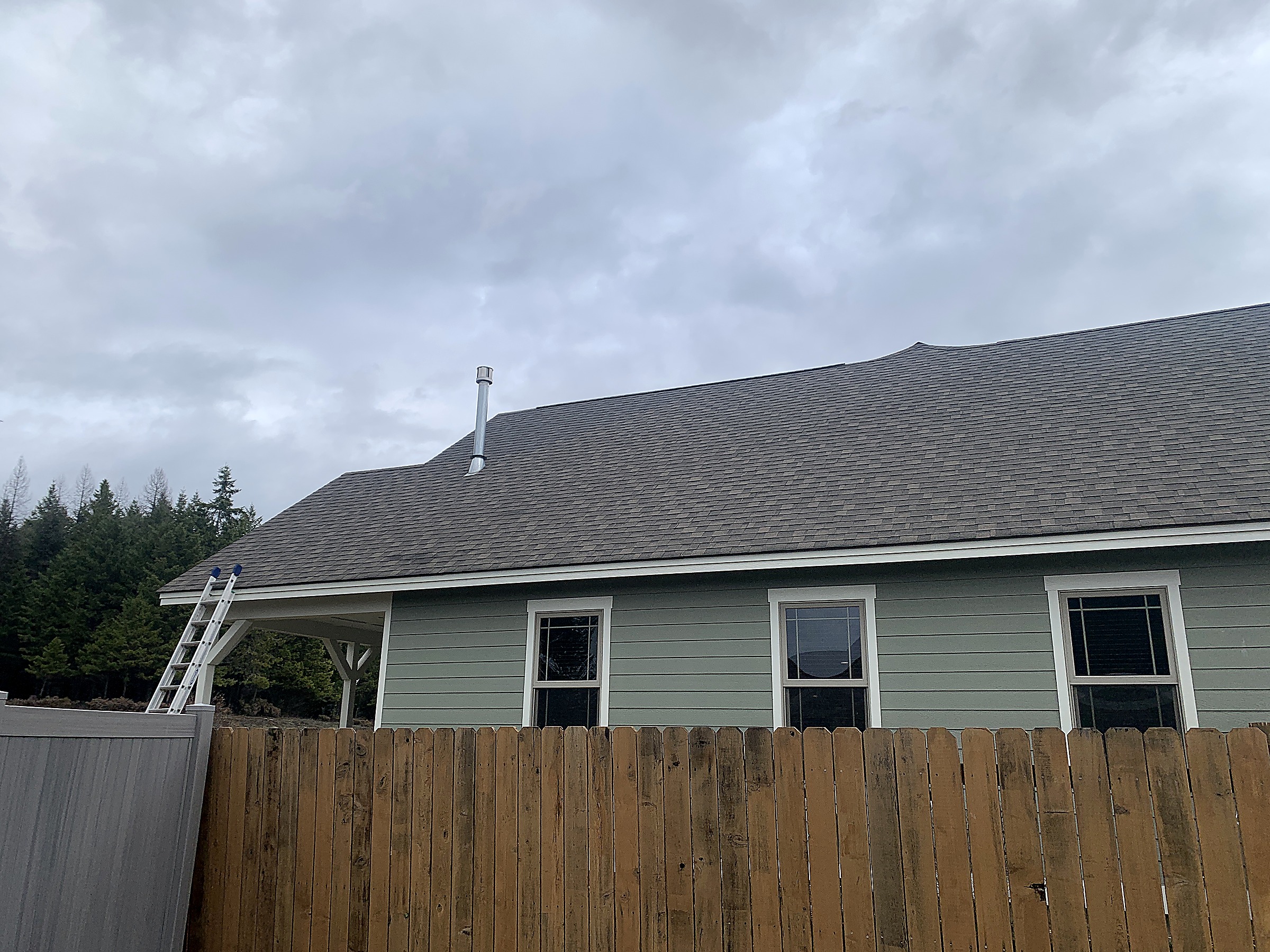 Asphalt shingle roof on a home in the Flathead Valley, Montana