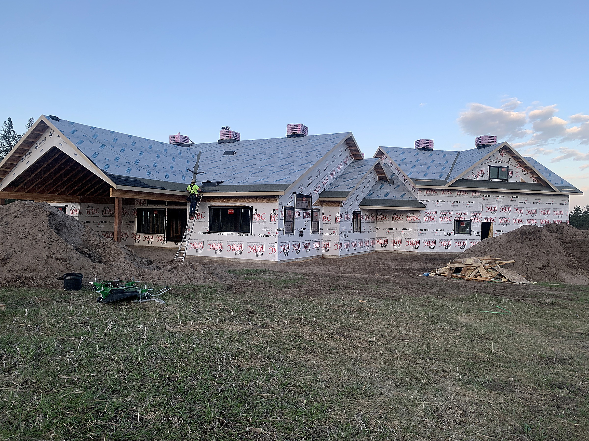 Large asphalt shingle roof on a home in the Flathead Valley, Montana