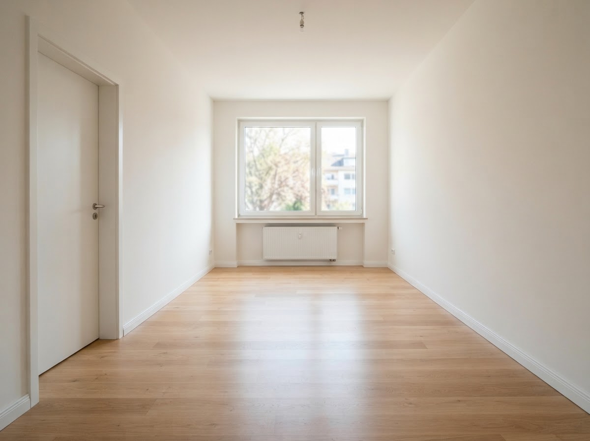 Before and after cleanout — a cleared, empty room