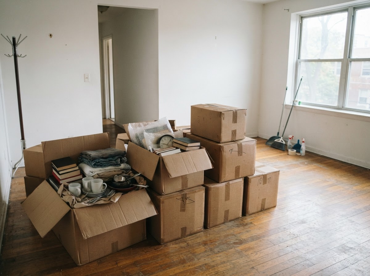 Moving cleanout with boxes loaded into the truck