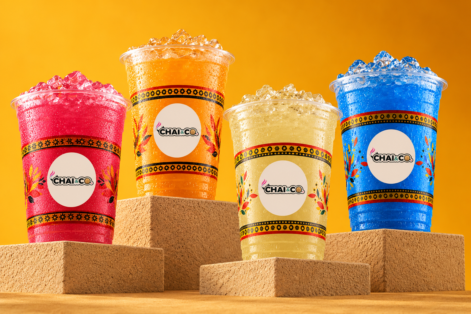 Chai & Co. colorful chilled sparkling refreshers and sodas