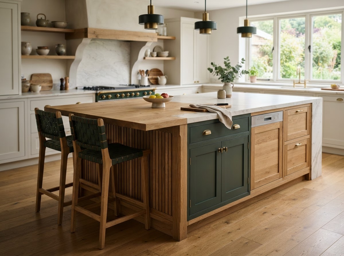 Isla de cocina en madera noble