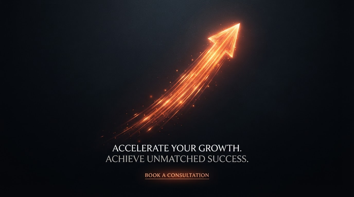 Glowing ember-orange upward arrow symbolizing focused growth