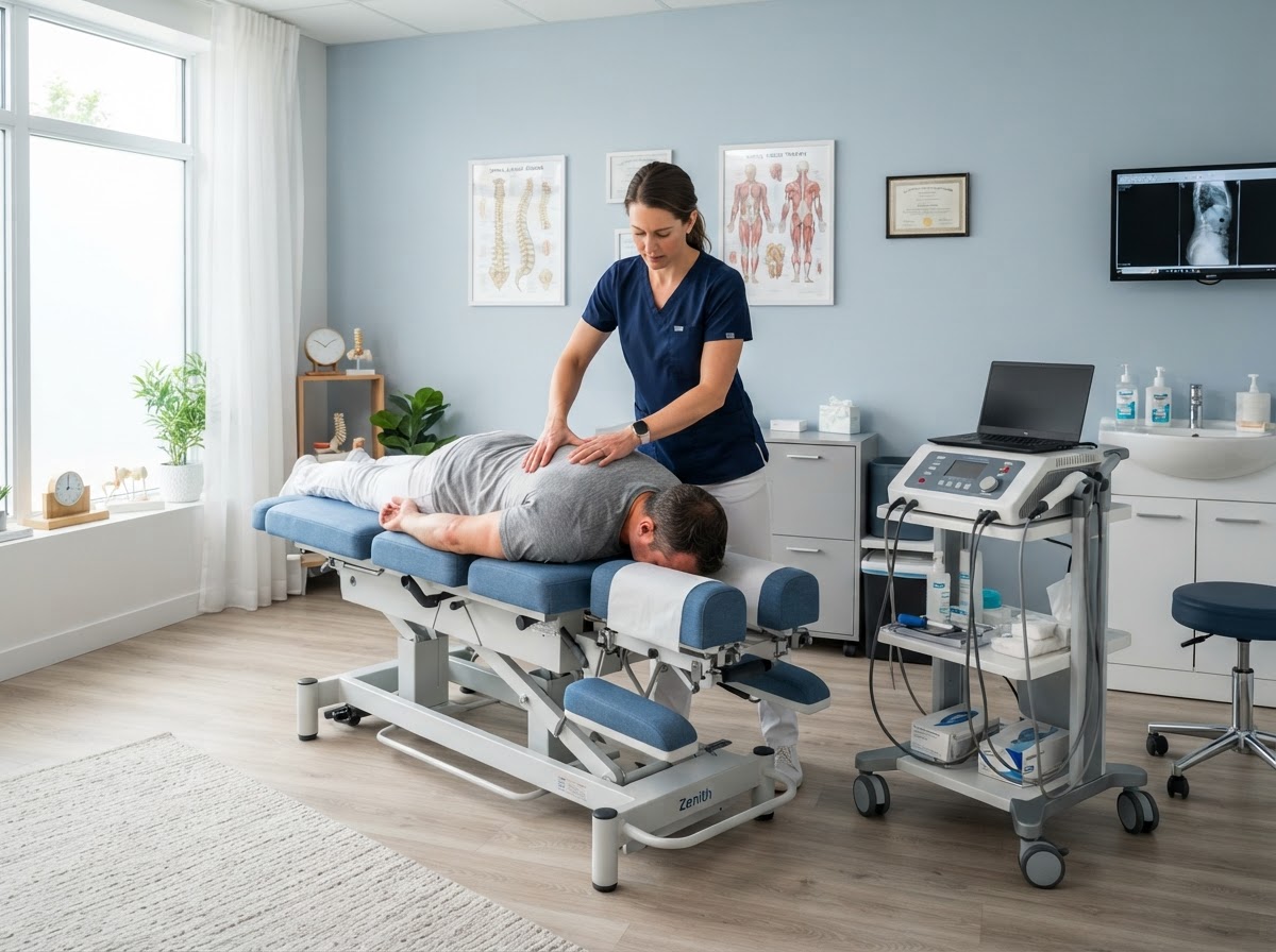 Treatment room with therapy equipment at LaserTech