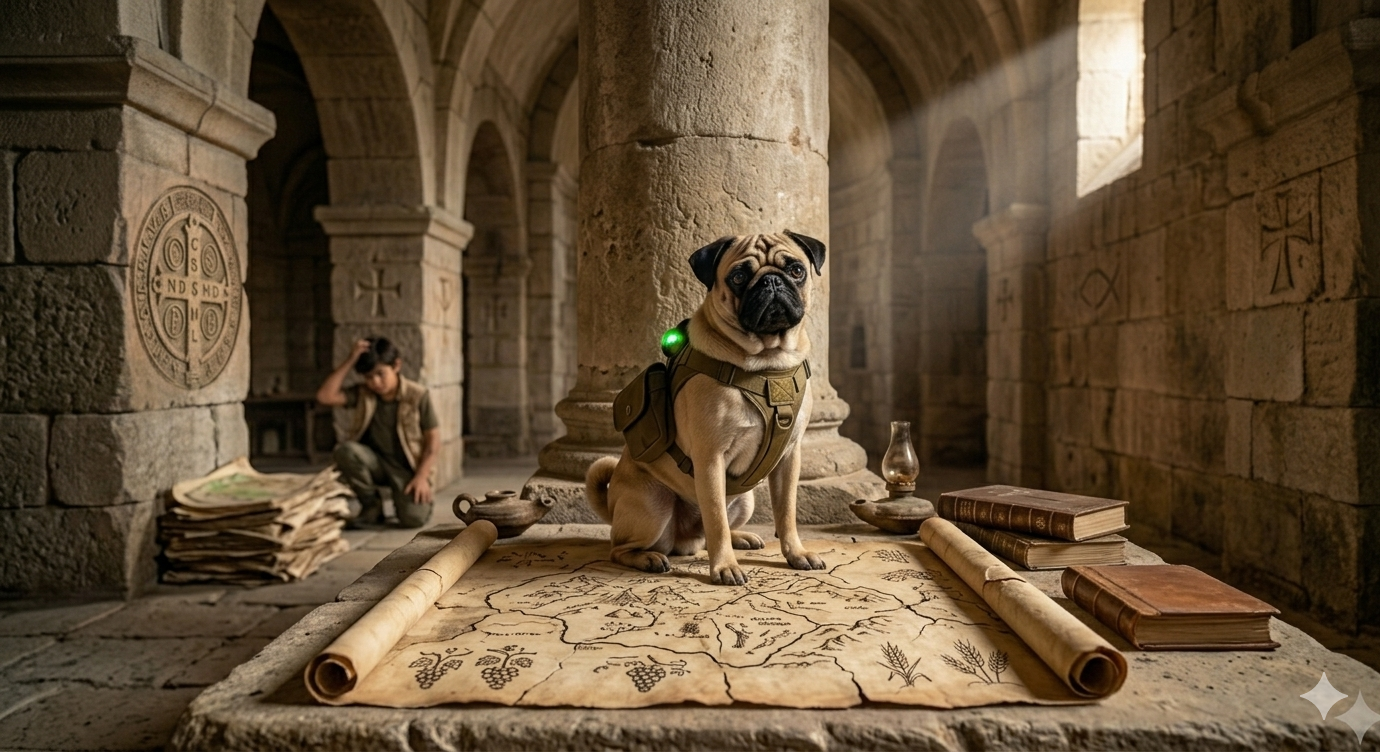 Scout the pug, loyal companion
