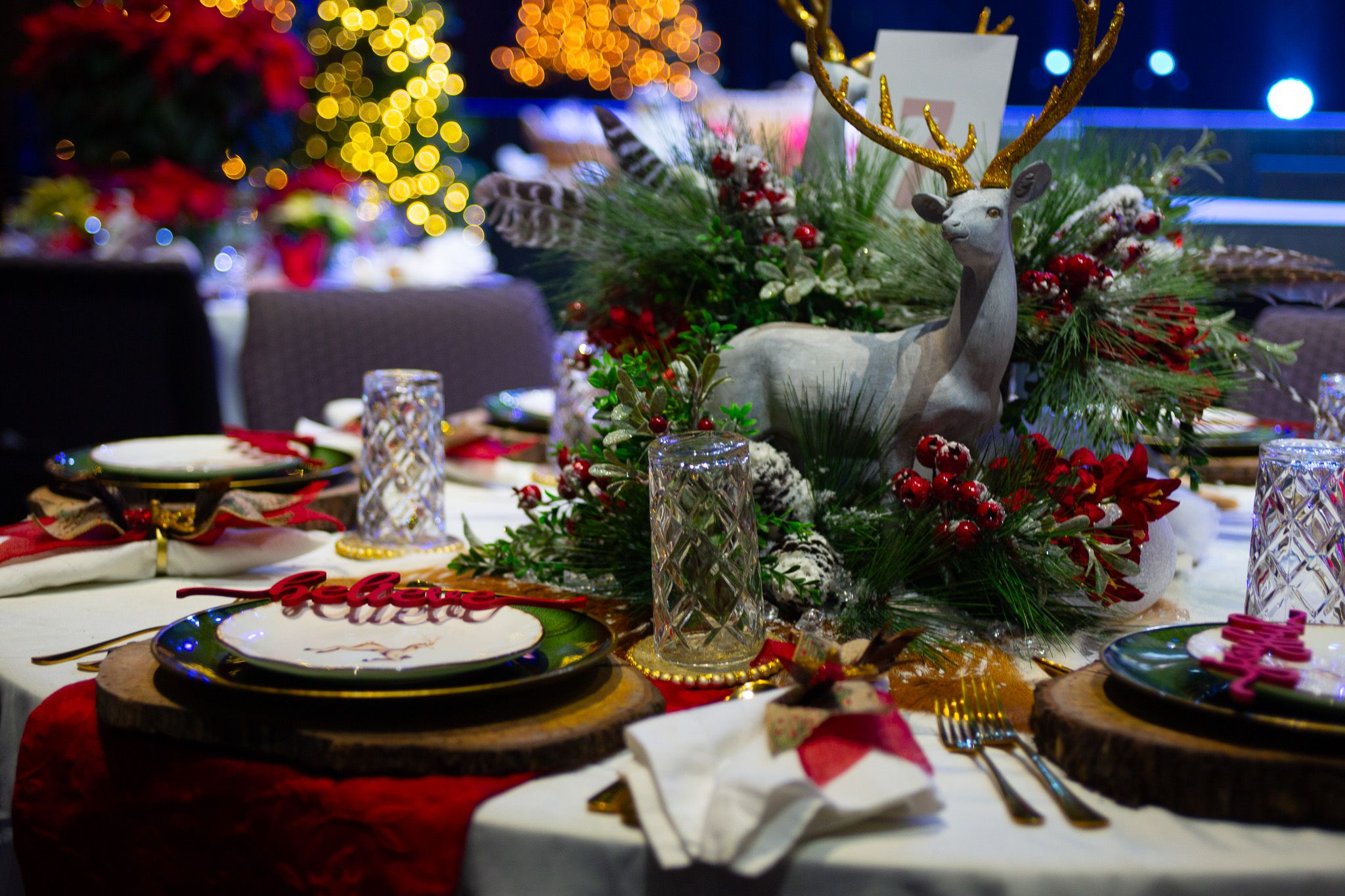 Ladies Christmas Party festive table setting at The Island Church