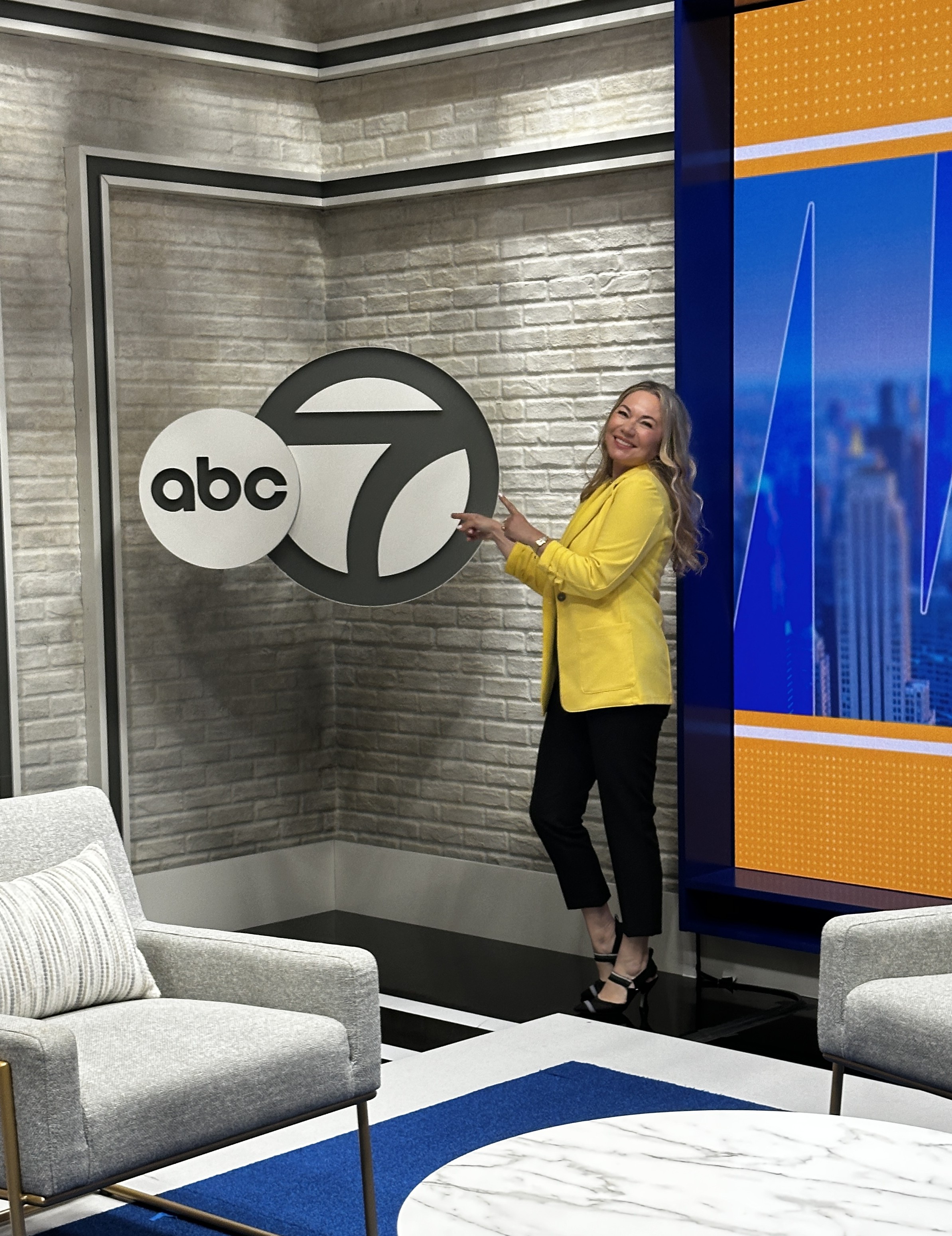 Coach Michelle Perchuk on set at ABC7 NY