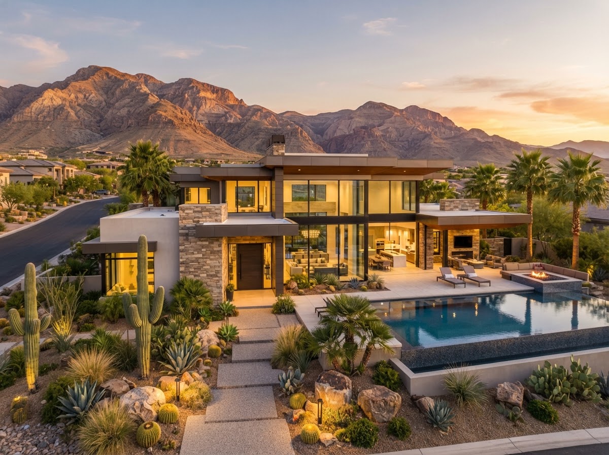 Luxury modern desert estate in Summerlin, Nevada, managed by Rooftop Realty