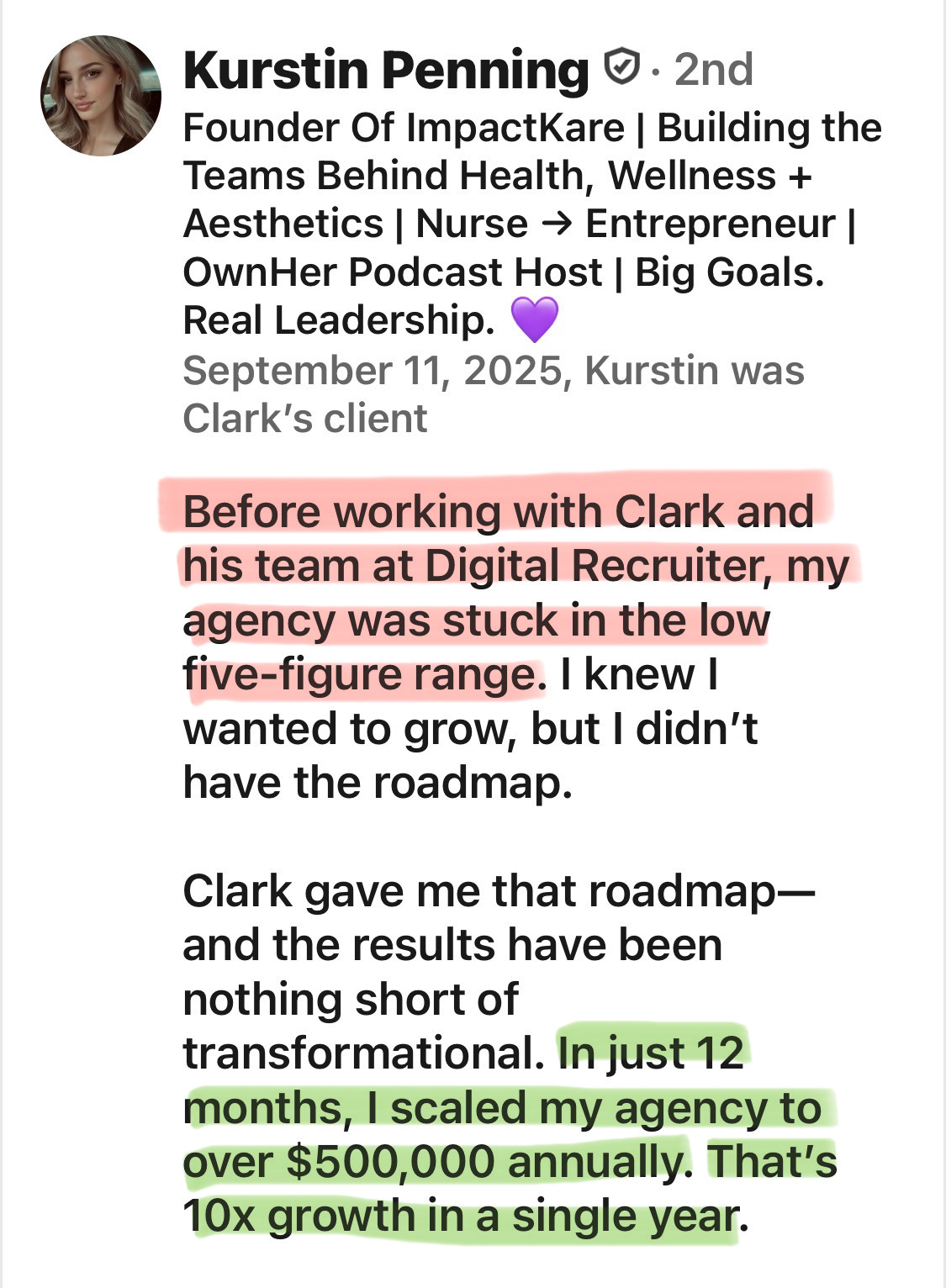Kurstin Penning client testimonial