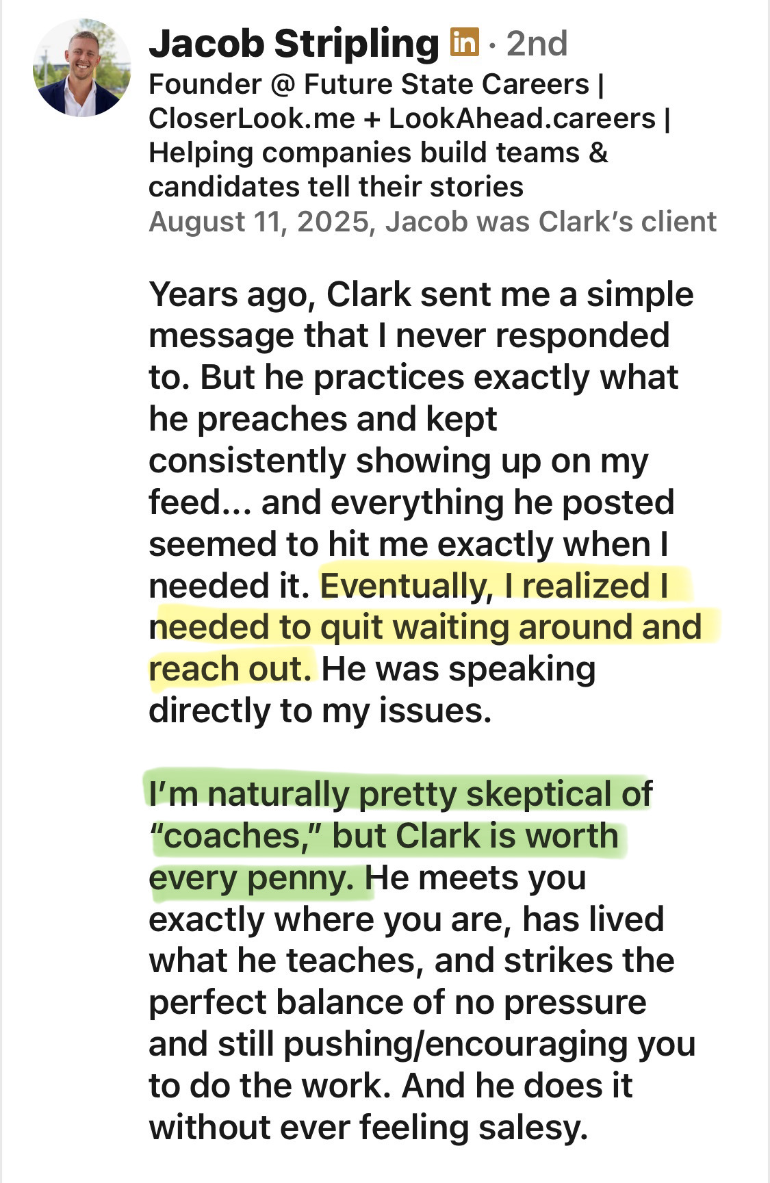 Jacob Stripling client testimonial