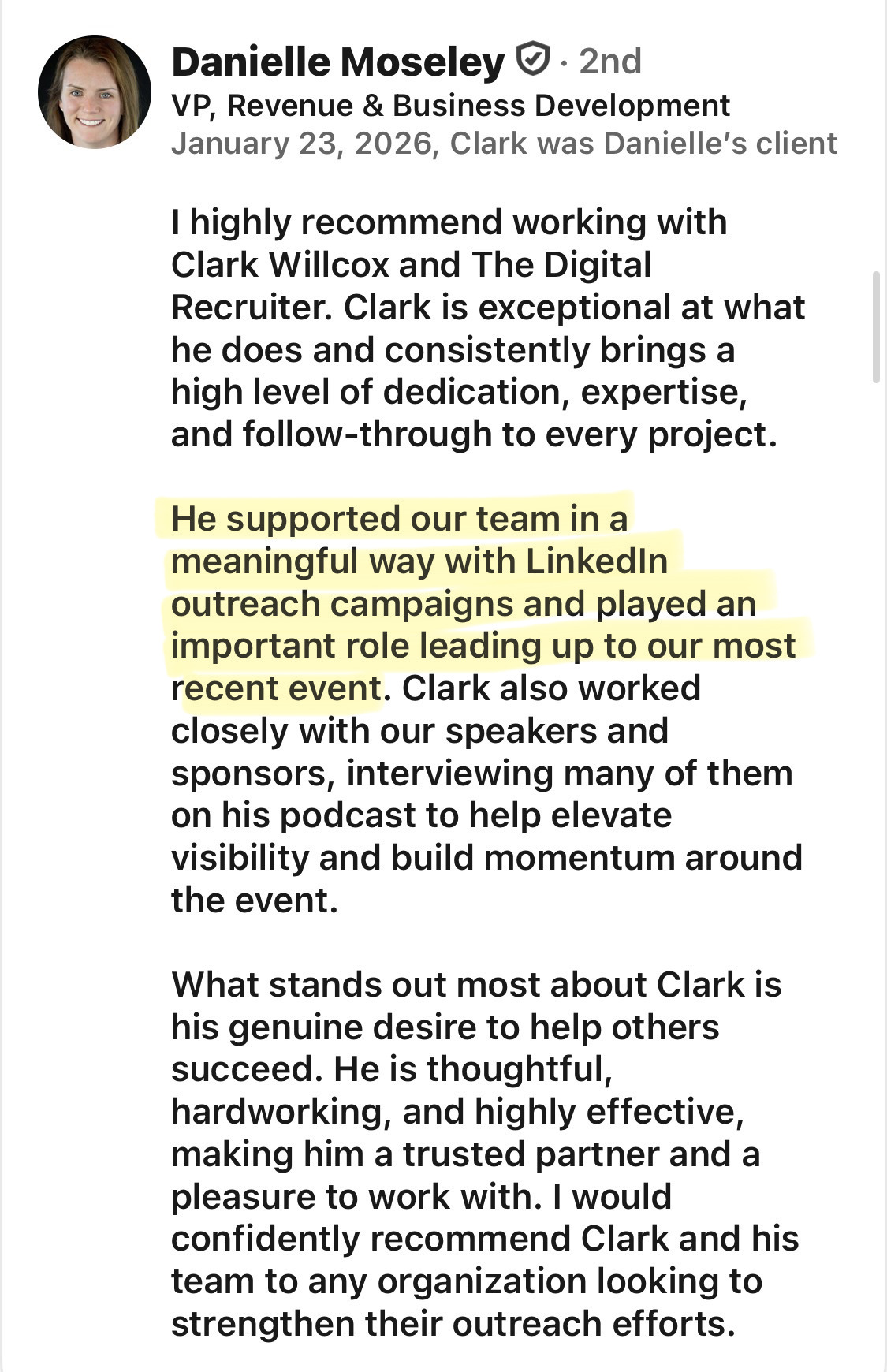 Danielle Moseley client testimonial