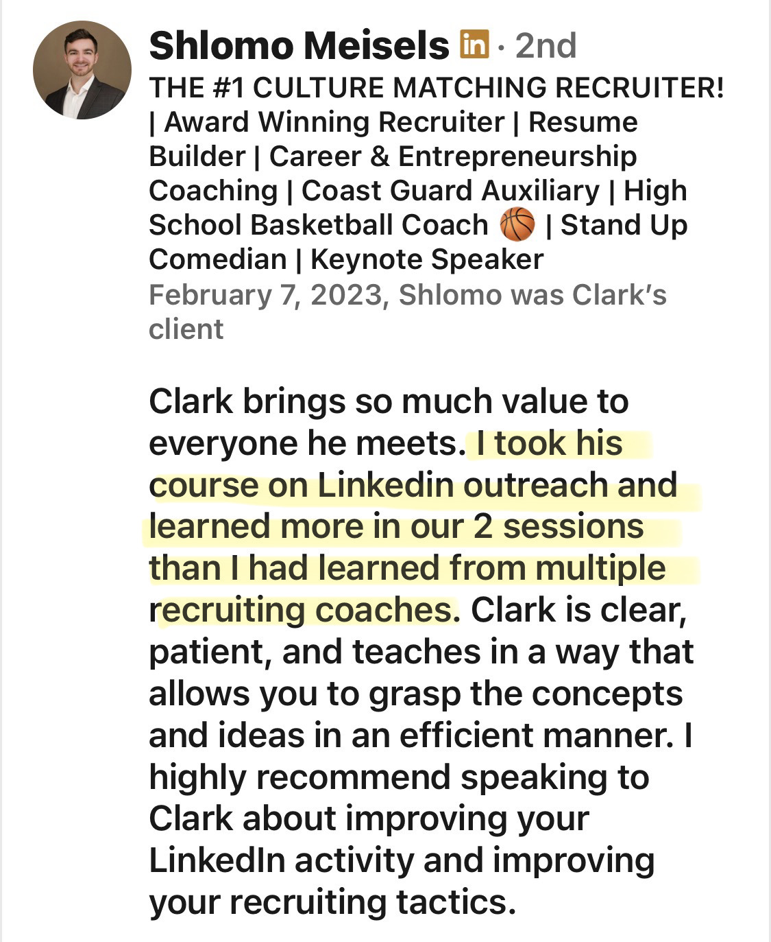 Shlomo Meisels client testimonial