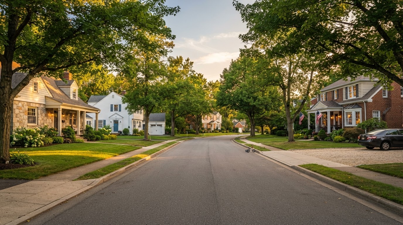 A residential neighborhood with single-family homes