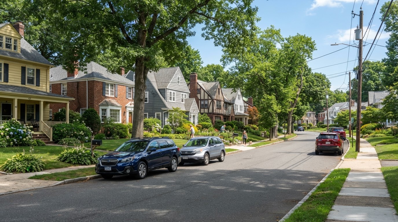 A residential neighborhood with single-family homes