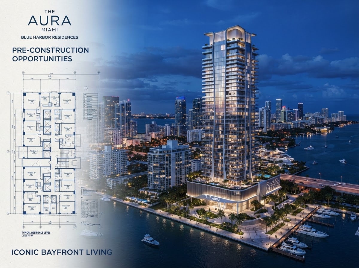 Miami highrise pre-construction architectural rendering with floor plans