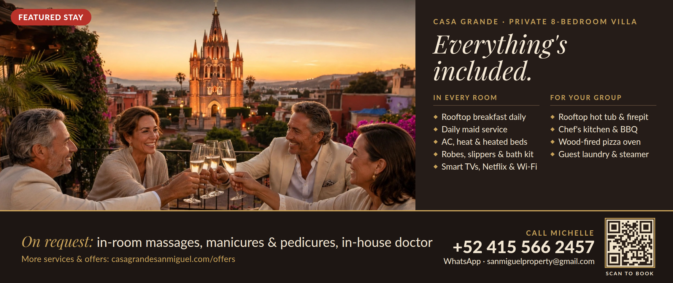 Casa Grande Luxury Boutique Hotel — rooftop terrace with Parroquia views in San Miguel de Allende